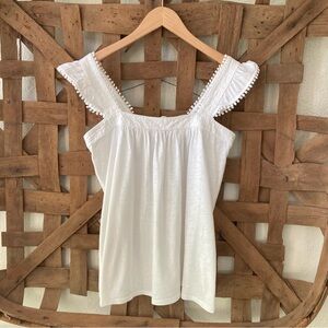 LOFT White Cotton Tank Top Sz Small Eyelet Trim